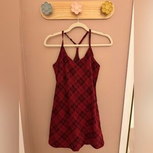 Outdoor Voices Red Checkered/Plaid Athletic Dress Size Small